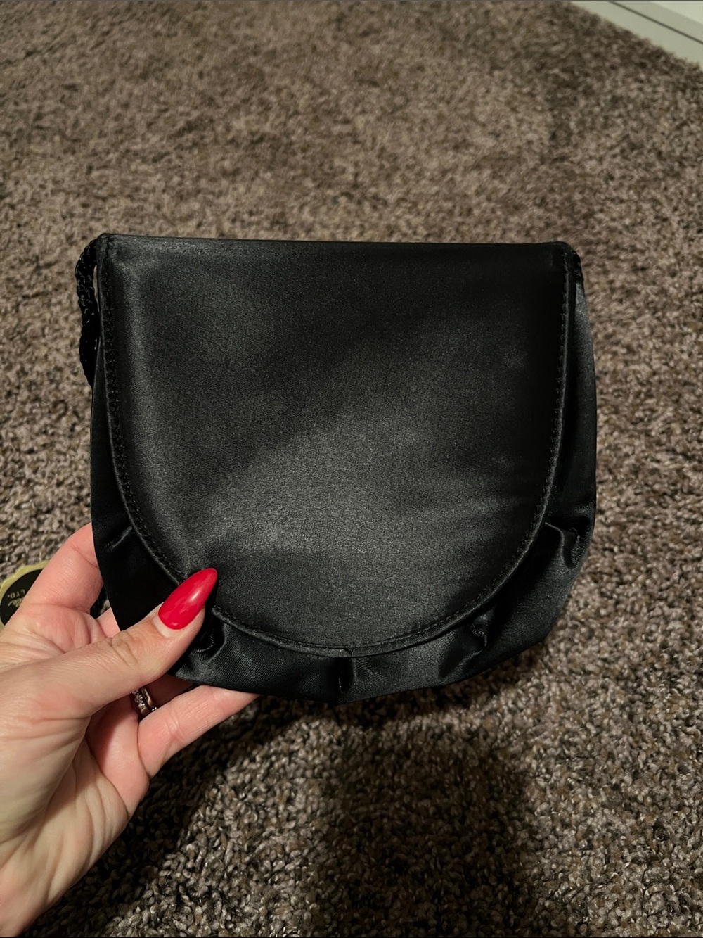 Le Regale Black Satin Crossbody Purse with Braided Strap - Picture 3 of 9
